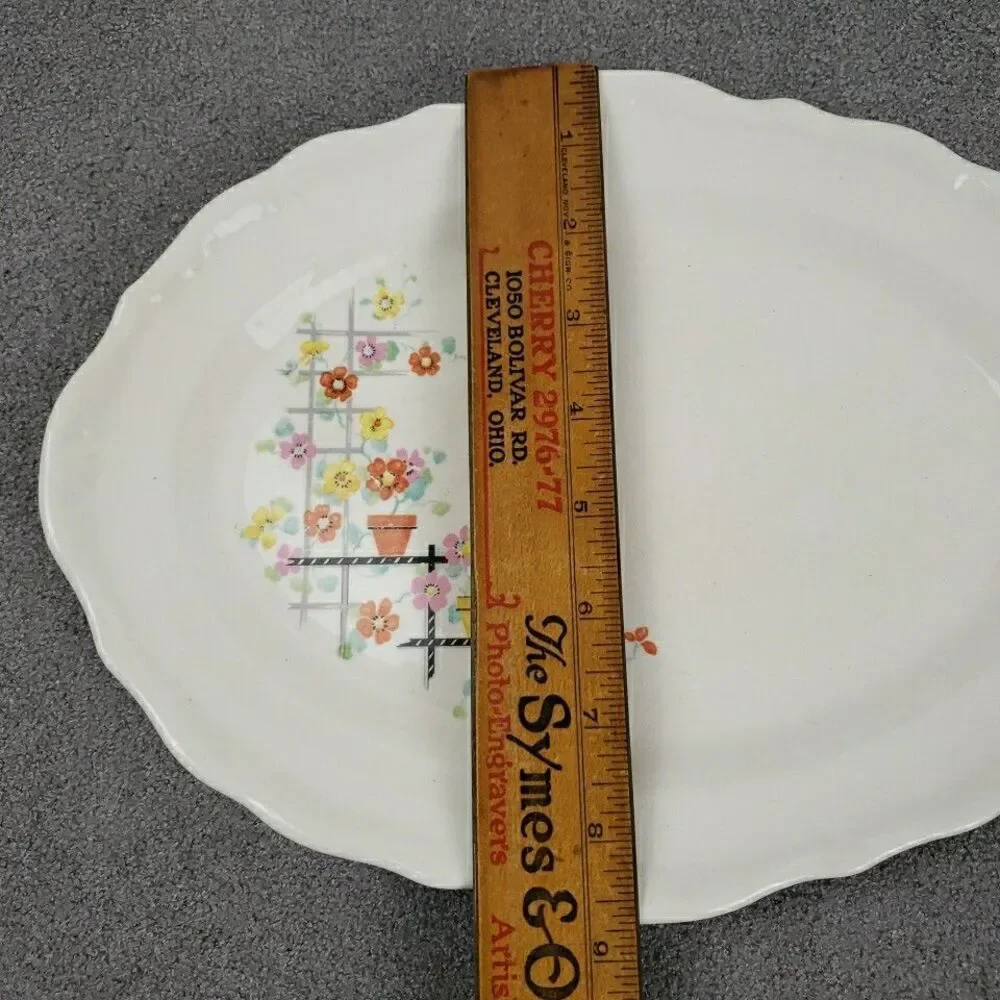 Edwin M Knowles Yorktown Oval Platter Flowers Lattice 11